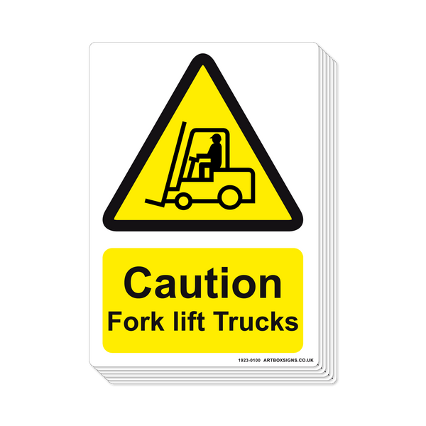 6-Pack Caution Fork Lift Trucks Signs - Artbox Printers