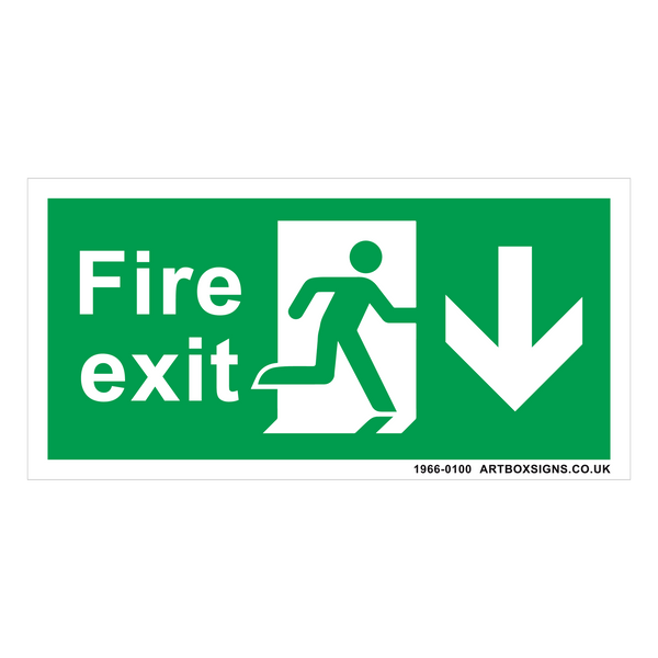 Fire Exit Running Man Down Arrow Sign - Artbox Printers