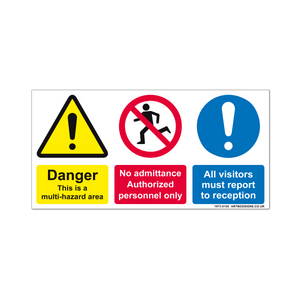 Hazard Area/Authorised Personnel/All Visitors Multi-Message Sign - Artbox Printers