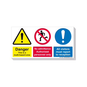 6-Pack Hazard Area/Authorised Personnel/All Visitors Multi-Message Signs - Artbox Printers