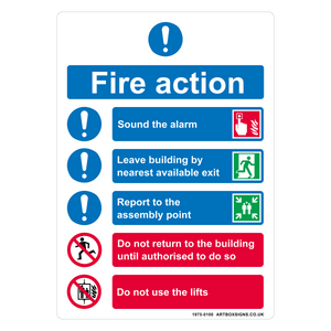 Fire Action Symbolised Multi-Message Sign - Artbox Printers