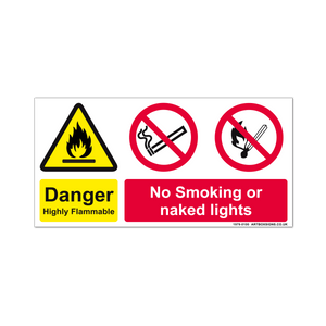 Danger Highly Flammable and No Smoking Multi Message Sign - Artbox Printers